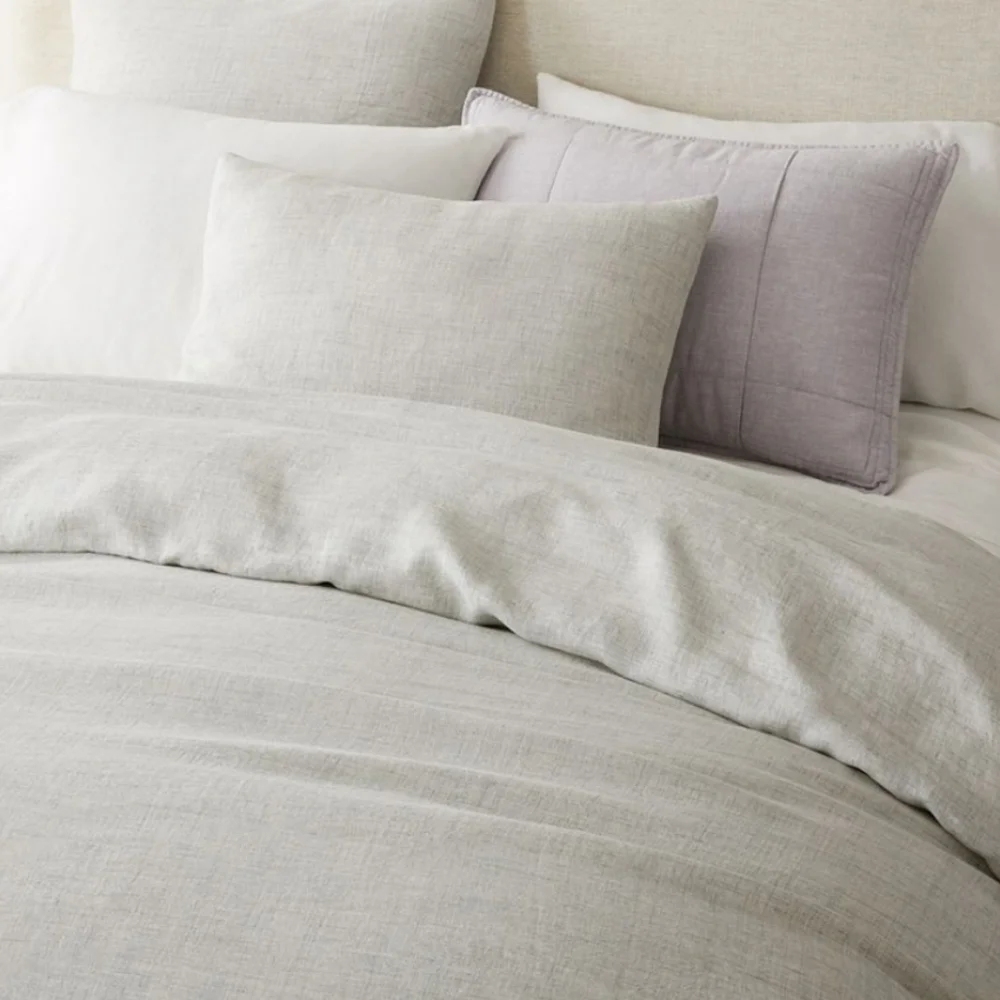 European Flax Linen Duvet Cover, Frost Gray Fiber Dye, King/Cal King,$300.00 USD